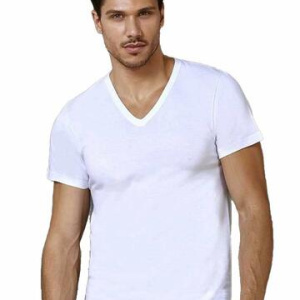 T-SHIRT UOMO IN PURO COTONE SCOLLO A V OLTREMARE 514