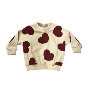 FELPA GIROCOLLO BAMIBNA CON STAMPA CUORI JHM 53FB419