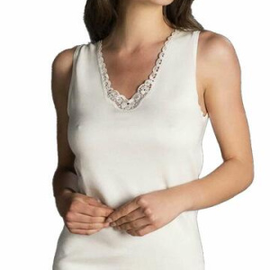 Canottiera donna lana e cotone spalla larga Oltremare 544