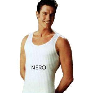 Canotta uomo spalla larga filo di scozia scarto ago Gicipi 281 Nero tg 4-7