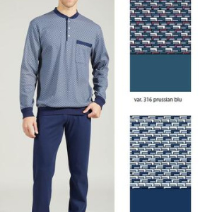 Pigiama uomo in jersey di cotone caldo con polsini Bip Bip 7212