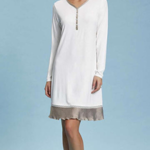 Camicia da notte donna calibrata in viscosa e raso Andra 7399C