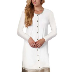 Camicia da notte aperta in viscosa e raso Andra 7453