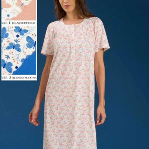 Camicia da notte donna in jersey di cotone a manica corta Linclalor 75204