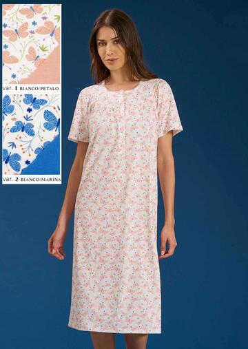 Camicia da notte donna in jersey di cotone a manica corta Linclalor 75204