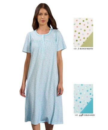 Camicia da notte donna in jersey di cotone a manica corta Linclalor 75273