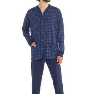 Pigiama uomo aperto TAGLIE FORTI in jersey di cotone caldo StellaDueGi U8665