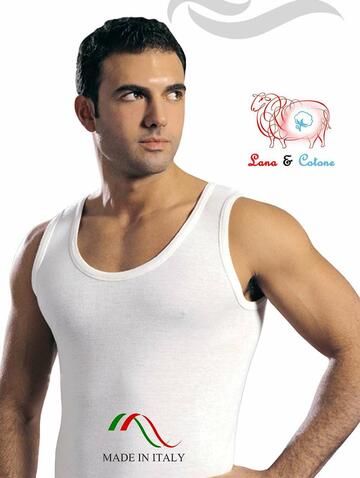 CANOTTA SPALLA LARGA UOMO LANA E COTONE LEABLE 87 Tg.4/7