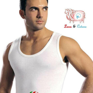 Canottiera uomo a spalla larga lana e cotone Leable art.87 Tg.10-12