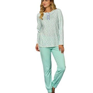 Pigiama donna a serafino in jersey di cotone caldo Linclalor 92213