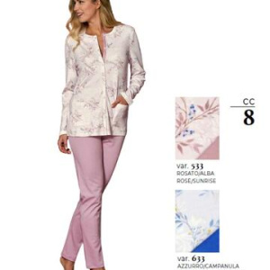 Pigiama donna aperto in jersey di cotone caldo Linclalor 92235