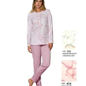 Pigiama donna a serafino in jersey di cotone caldo Linclalor 92240
