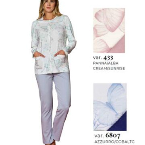 Pigiama donna aperto in jersey di cotone caldo Linclalor 92241