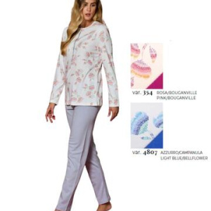 Pigiama donna a serafino in jersey di cotone caldo Linclalor 92244