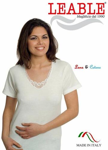 Maglia donna lana e cotone con pizzo Leable art.95 Tg.3/7