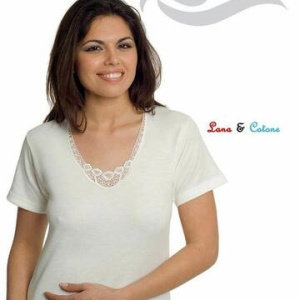 Maglia donna lana e cotone con pizzo Leable art.95 Tg.8/XXXL