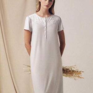 Camicia da notte donna a manica corta in viscosa e pizzo Andra 9775