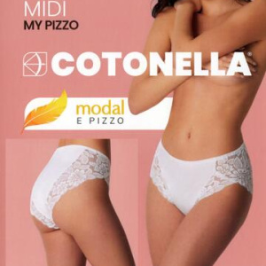 Slip donna midi in cotone-modal con pizzo Cotonella ADC89