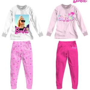 Pigiama da bambina a manica lunga in jersey di cotone Barbie BA50C6078