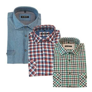 CAMICIA DA UOMO IN COTONE BE MISTIC DENIM E CORTINA