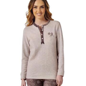 Pigiama donna calibrato in caldo jersey di cotone lanato Irge CDPM240