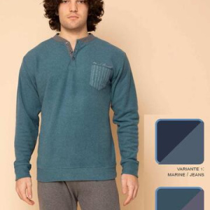 Pigiama uomo calibrato in caldo jersey di cotone lanato Irge CUPM122