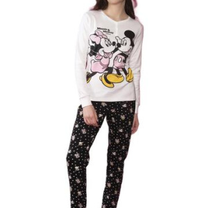 Pigiama donna in jersey di cotone caldo con Minnie e Topolino Sabor DYD7392