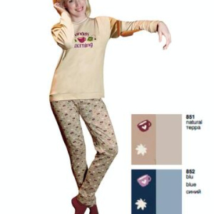 Pigiama donna in jersey di cotone caldo Sielei Ginevra GN12