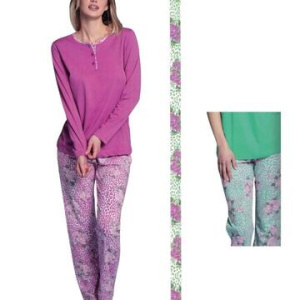 Pigiama donna lungo in jersey di cotone Intimami ID1351