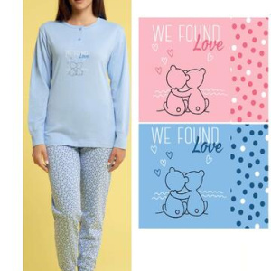Pigiama donna a serafino in jersey di cotone Karelpiu KC4119