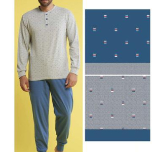 Pigiama uomo a manica lunga in jersey di cotone Karelpiu KC4180