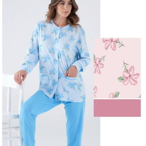Pigiama donna CALIBRATO aperto in jersey di cotone Karelpiu KC8003