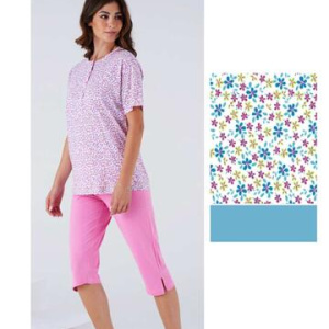 Pigiama donna CALIBRATO a manica corta e bermuda in jersey di cotone Karelpiu KC8158