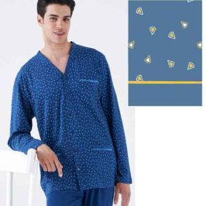 Pigiama uomo aperto a manica lunga in jersey di cotone Karelpiu KC8211