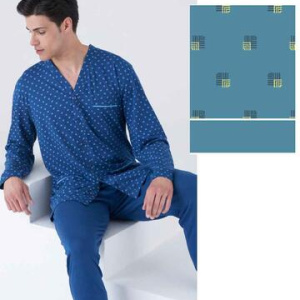 Pigiama uomo con giacca aperta in cotone Karelpiu KC8220