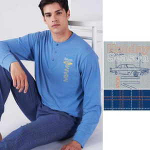 Pigiama uomo a manica lunga in jersey di cotone Karelpiu KC8243