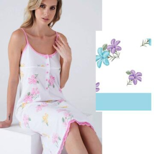 Camicia da notte donna in jersey di cotone a spallina Karelpiu KC8303