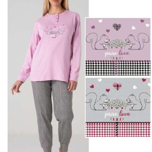 Pigiama donna in jersey di cotone caldo Karelpiu KF5057