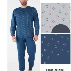 Pigiama uomo taglie forti in jersey di cotone caldo Karelpiu KF5117