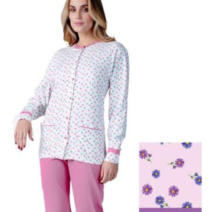 Pigiama donna aperto in jersey di cotone caldo Karelpiu KF9008