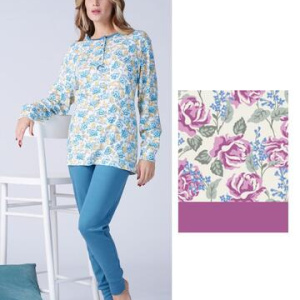 Pigiama donna in jersey di cotone caldo Karelpiu KF9022