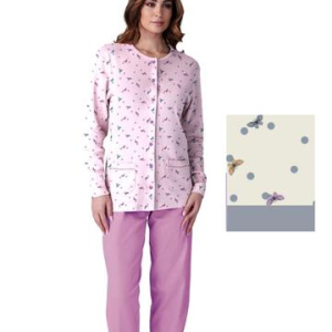 Pigiama donna aperto in jersey di cotone caldo Karelpiu KF9033