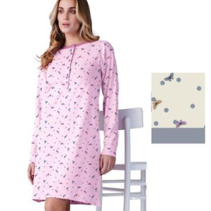 Camicia da notte donna in jersey di cotone caldo Karelpiu KF9035