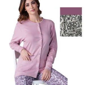 Pigiama donna aperto in jersey di cotone caldo Karelpiu KF9044