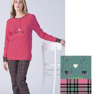 Pigiama donna in jersey di cotone caldo Karelpiu KF9070