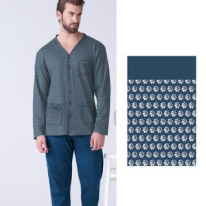 Pigiama uomo aperto in jersey di cotone caldo Karelpiu KF9322