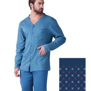 Pigiama uomo aperto in jersey di cotone caldo Karelpiu KF9325