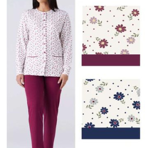 Pigiama donna aperto in jersey di cotone caldo Karelpiu KY7025