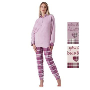 Pigiama donna a serafino in caldo pile coral Karelpiu KY7231