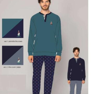Pigiama uomo a manica lunga in jersey di cotone Irge MIL2250